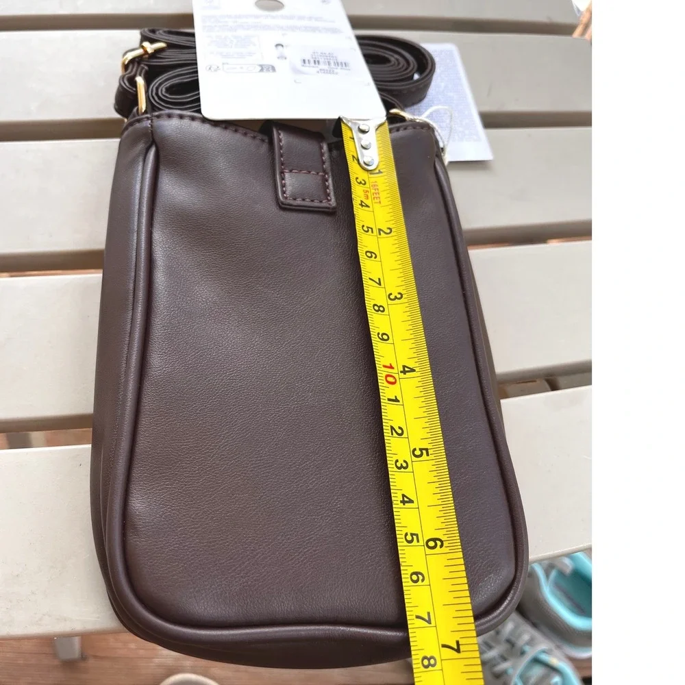 Primark Womens Brown Faux Suede Studded Tassel Phone Crossbody‎ Bag New